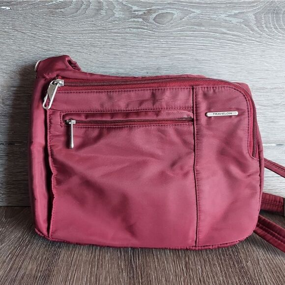 Travelon Anti-Theft Crossbody Bag - Burgundy - Picture 1 of 6